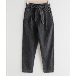 & Other Stories Anthropologie Tapered Belted High Waist Jeans size 8 charcoal